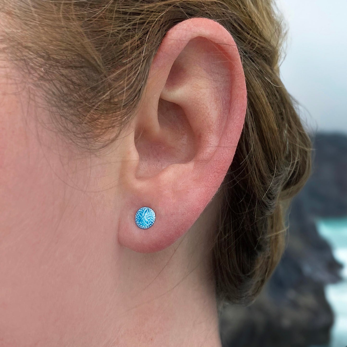 Petite Blue Sand Dollar Studs