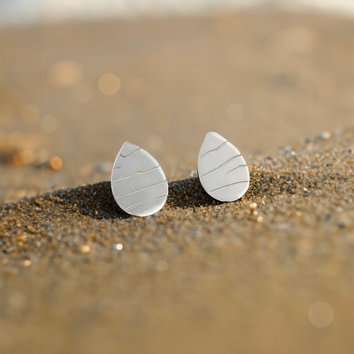 Petite Teardrop Wave Studs