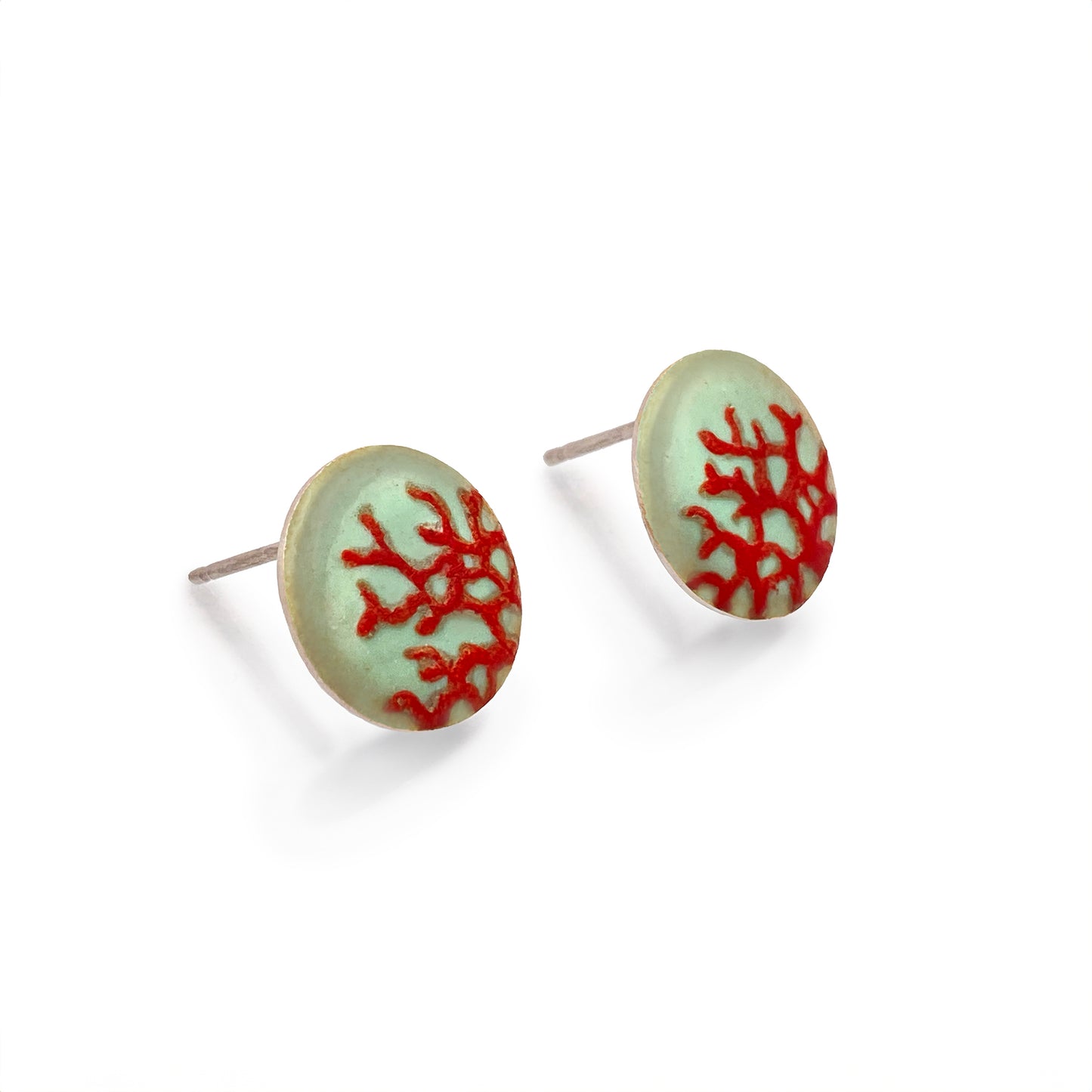 Red Coral Studs