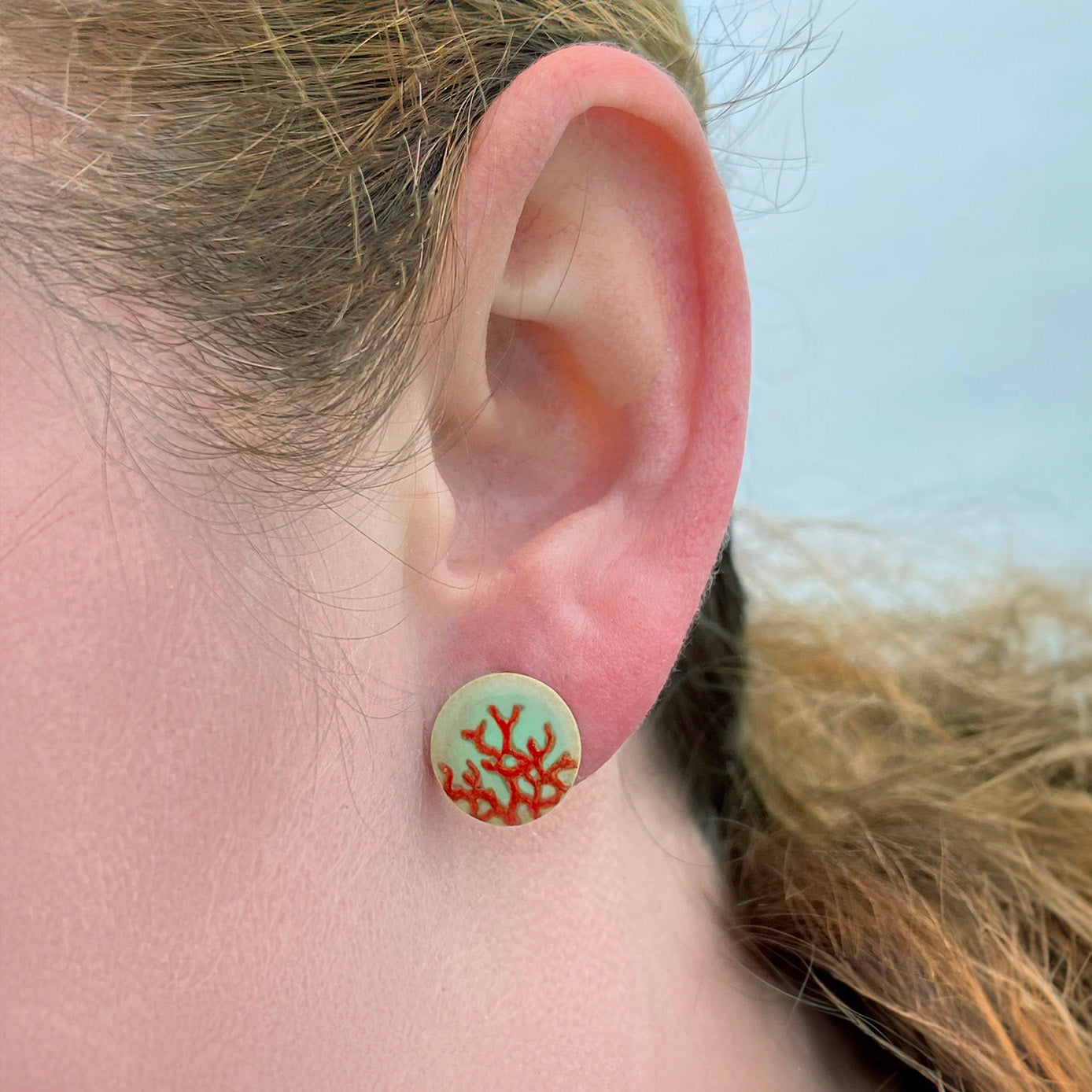 Red Coral Studs