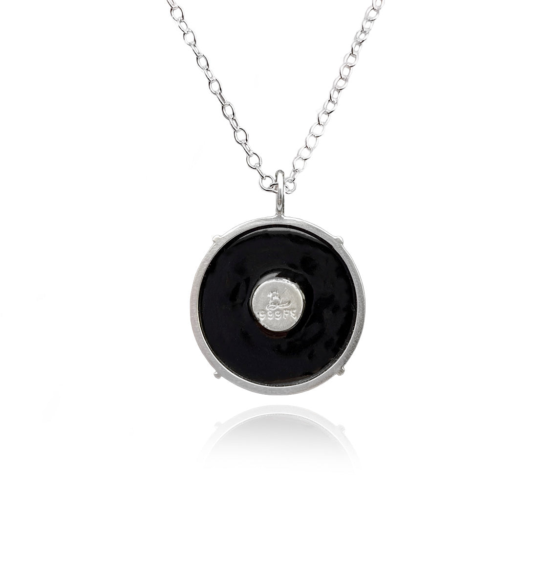 White Circle, Prong Set - Custom Enamel Painting