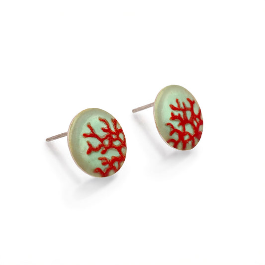 Red Coral Studs