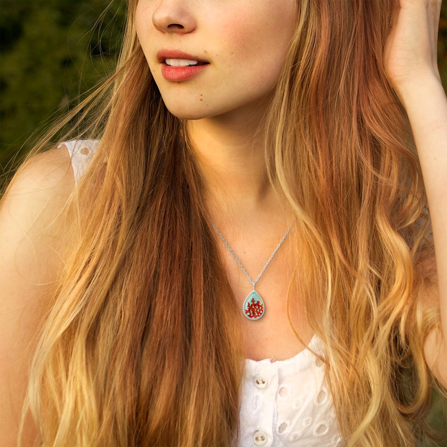 Red Coral Drop Necklace